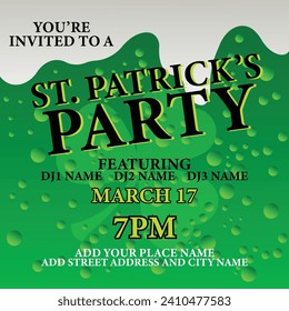 saint Patrick's day party  poster flyer or social media post design