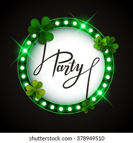 Saint Patrick's Day party round banner, vector illustration