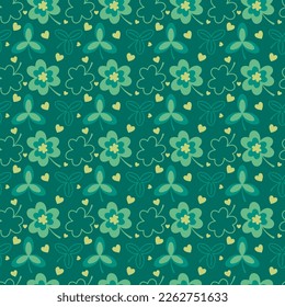 saint patricks day pattern with elements of holiday shamrock leaves