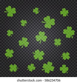 Saint Patrick's day pattern with green clover leaves. Vector background