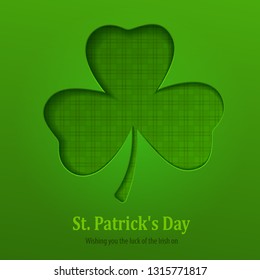 Saint Patricks day pattern with lucky green clover leave or shamrock. Vector illustration.