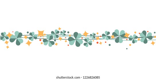 Saint Patrick's Day pattern with shamrock leaves .horizontal Decoration clover frame. Good for holiday and party cards, flayers, leaflets, posters, placards and banners.