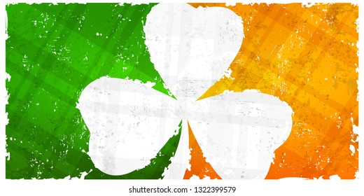 Saint Patricks day pattern with shamrock on Irish flag background. Vector illustration.