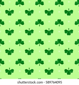 Saint Patricks Day patterns . Green pattern with clover. Vector illustration