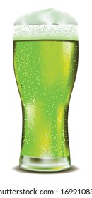 Saint Patrick's Day pint of green beer on white background.