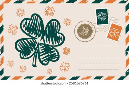 Saint Patricks Day, Postcard, hand drawn illustration	