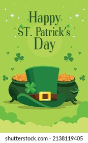 saint patricks day postcard with tophat