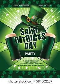 Saint Patrick's Day poster design. Marketing, advertising or invitation template with copy space for your holiday celebration at a bar, restaurant, nightclub or other venue. EPS 10 vector. 