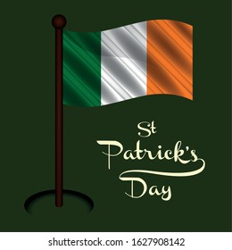 Saint Patricks day poster with a flag of Ireland - Vector
