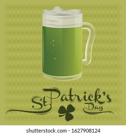 Saint Patricks day poster with a green beer mug - Vector
