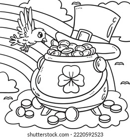 Saint Patricks Day Pot Of Gold Coloring Page