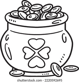 Saint Patricks Day Pot Of Gold Isolated Coloring 