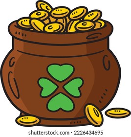 Saint Patricks Day Pot Of Gold Cartoon Clipart 