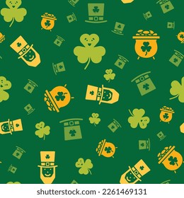 Saint Patricks Day Pot of Gold Vector Repeat Pattern