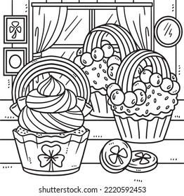 Saint Patricks Day Rainbow Cupcakes Coloring 