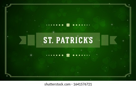 Saint Patrick's day retro poster/banner/invitation/greetings card. St. Patrick vintage background wallpaper with green clover/ four leaves pattern for holiday celebration