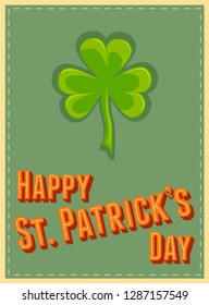 Saint Patrick's day retro style poster background. Vector illustration.