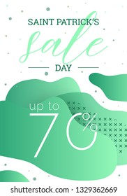 Saint Patricks Day sale banner, holiday template. Abstract gradient shapes background. Can be used in business