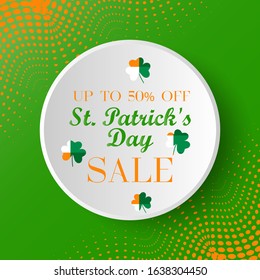 Saint Patrick's Day sale banner. 17 March Irish holiday. Web Banner Design. Vecotr EPS 10.