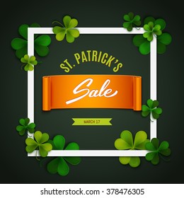 Saint Patrick's Day sale banner, advertising, vector illustration