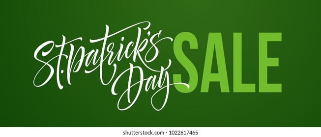 Saint Patricks Day Sale poster. Lettering banner template. Vector Illustration EPS10