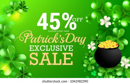 Saint Patricks Day Sale Poster Or Banner Background.