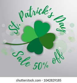 Saint Patrick's Day Sale poster. 17 march sale. Typography banner template. Vector Illustration