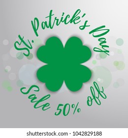 Saint Patrick's Day Sale poster. 17 march sale. Typography banner template. Vector Illustration