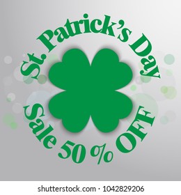 Saint Patrick's Day Sale poster. 17 march sale. Typography banner template. Vector Illustration