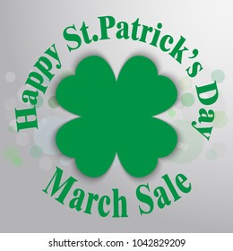 Saint Patrick's Day Sale poster. 17 march sale. Typography banner template. Vector Illustration