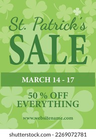 saint Patrick's day sale poster flyer social media post design