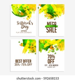Saint Patricks Day Sale Poster Or Sale Banner Background Set.
