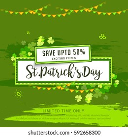 Saint Patricks Day Sale Poster Or Sale Banner Background.