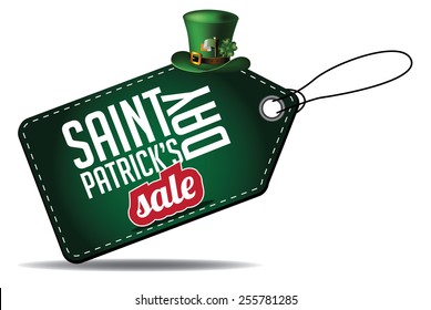 Saint Patricks Day sale tag EPS 10 vector royalty free stock illustration for advertising marketing, poster, signage, banner, web page, social media, retail, bars, nightclubs