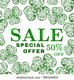 Saint Patrick's Day Sale. Typography banner template. Vector Illustration. EPS 10