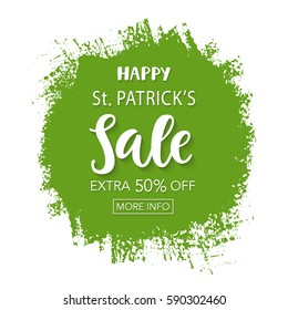 Saint Patrick's Day Sale typography banner template, isolated on white. Vector Illustration