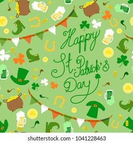 Saint Patrick's Day seamless for background, green tone.