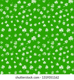 Saint Patrick's day seamless background with clover shapes. Lucky symbol, Irish shamrock background. Vector illustration for web, wraping paper, posters