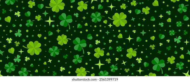 Saint Patrick's day seamless leaf clover pattern. Vector