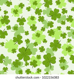 Saint Patrick's day seamless pattern. Background with green colors. Vector illustration.