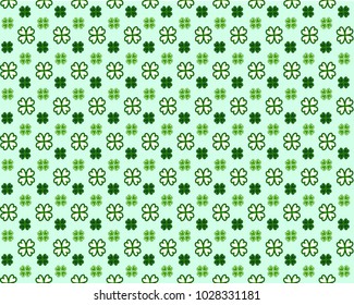 Saint Patricks Day seamless pattern with clover shamrock Vector cartoon colorful spring background