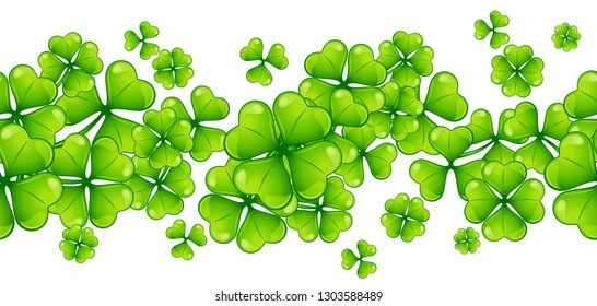 Saint Patricks Day seamless pattern with clover. Holiday illustration with Irish festive national plant.