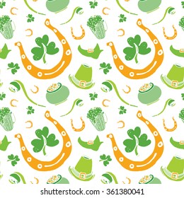 Saint Patrick's Day seamless pattern. Vector illustration.