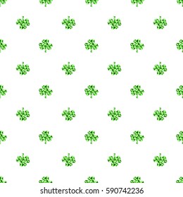 Saint Patrick's Day seamless pattern with sparkled green clover leaves