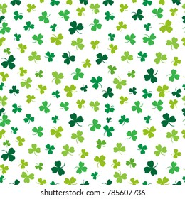 Saint Patricks Day. Seamless pattern. Green clover. Vector illustration