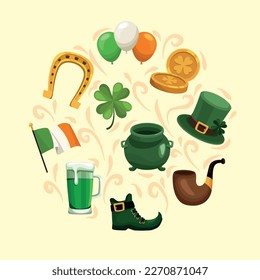 saint patricks day set icons