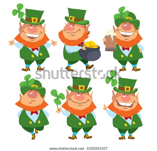 Saint Patricks Day Set Leprechauns Isolated Vector De Stock Libre De Regalías 1020263107