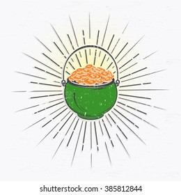 Saint Patrick's Day set. Luck of the Irish. Detailed elements. Typographic labels, stickers, logos and badges. Flat vector illustration
