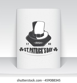 Saint Patricks Day set. Luck of the Irish. Detailed elements. Typographic labels, stickers, logos and badges. Sheet of white paper. Flat vector illustration