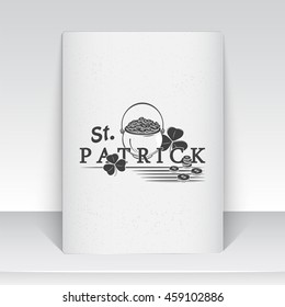 Saint Patricks Day set. Luck of the Irish. Detailed elements. Typographic labels, stickers, logos and badges. Sheet of white paper. Flat vector illustration